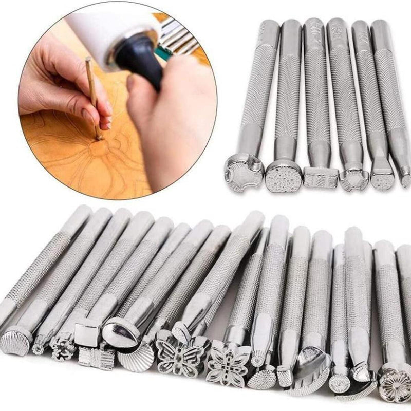20PCS Manual Leather Craft Carving Embossing Beveler Tools Kit New_
