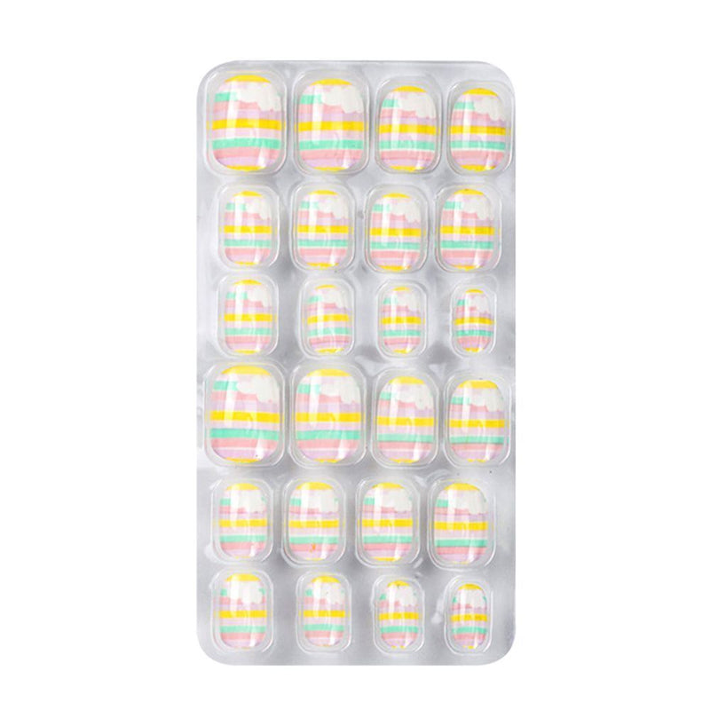 Design Nail Manicure Tips Kids False Nails Press On Full Cover Self Adhesive