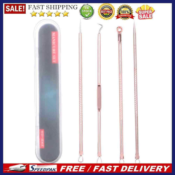 4pcs/set Stainless Steel Blackhead Remover Pimple Blemish Extractor Acne Needles