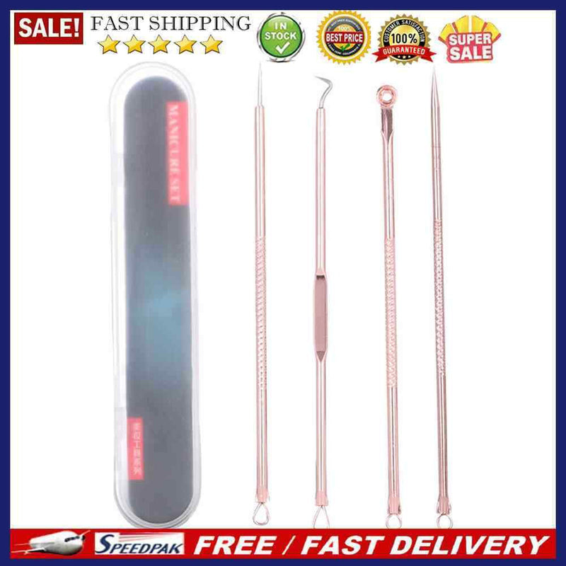 4pcs/set Stainless Steel Blackhead Remover Pimple Blemish Extractor Acne Needles