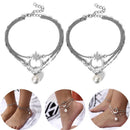 3 Layered Leg Chain Moon Star Summer Bohemian Women Anklet Beach Ankle Bracelet