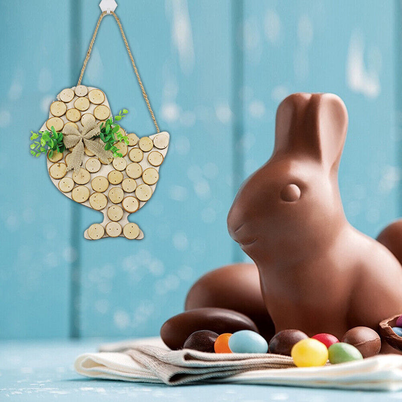 Easter Wooden Hanging Pendant Rabbit Chicken Ornament Home Decor (JM00458)