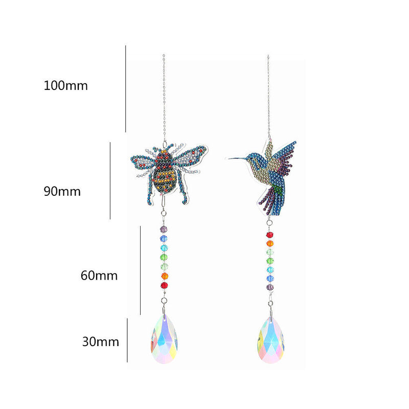 2pcs Crystal Wind Chimes Diamond Hanging Light Catcher Home Decor (ZH009)
