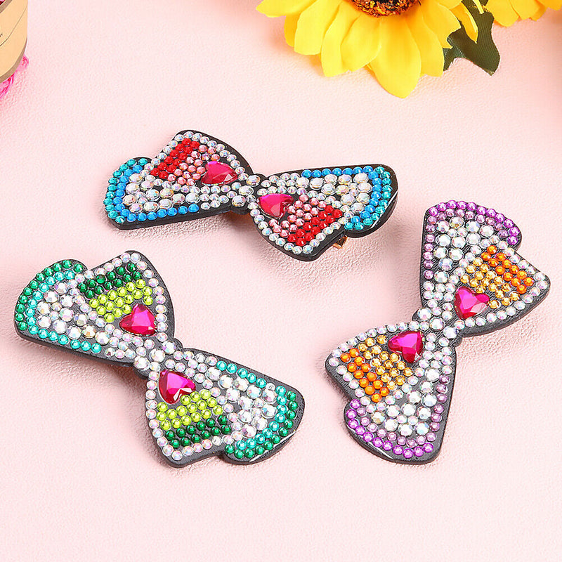 3pcs DIY Full Drill Diamond Painting Hair Clip Bow Love Women Hairpins Jewelry