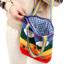 Gift Large Capacity Rainbow Knitted Tote Shoulder Bags Handbag Messenger Bag