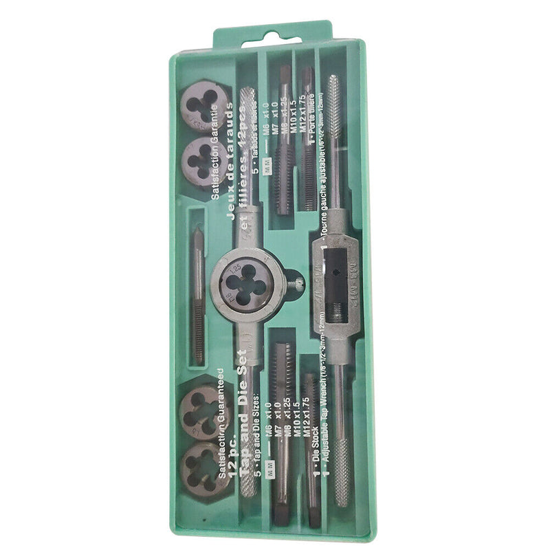 Multi-function Screw Tap Die Set Thread Cutting Tapping Hand Tool (12pcs)