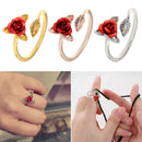 Guides Finger Wear Thimble Knitting Ring Rose Flower Shape Crochet Loop Sewing