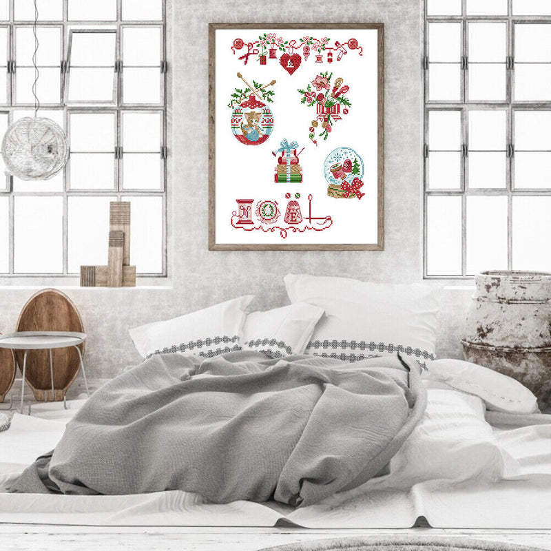 Full Cross Stitch Cotton 14CT Printed Christmas Needle Handmade Craft Kit