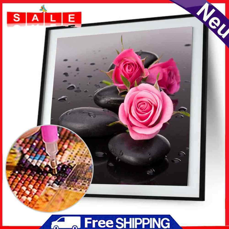 Rose Stone 5D Diamond DIY Kit (Home) Painting Decor Crafts Wall Hanging Rhinestone Di
