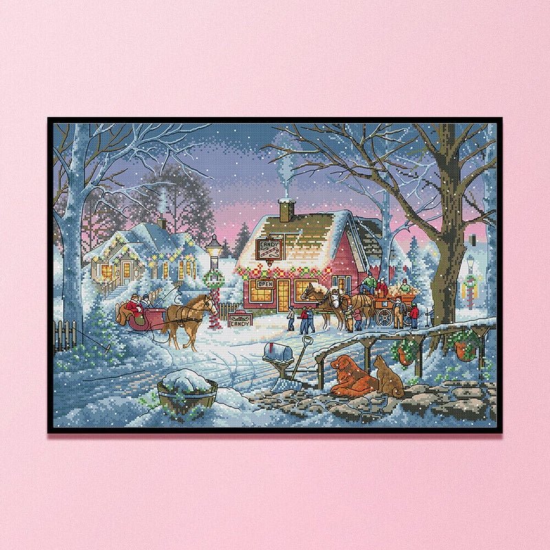 Full Embroidery Scene 2-Strand 14CT Printed Cross Stitch Cotton DIY Needlewor
