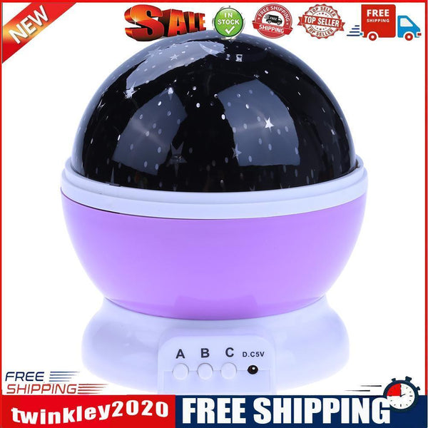 Rotating Projector Starry Night Lamp Projection LED Lights Xmas Gift(Purple