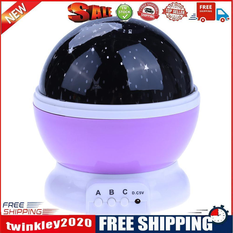 Rotating Projector Starry Night Lamp Projection LED Lights Xmas Gift(Purple
