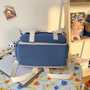 Students School Cute Hit Color Large Backpack Patchwork Canvas Knapsack Handbags