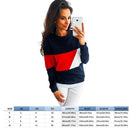 Women Color Splicing Long Sleeve Pullovers Casual Jumpers Tops Thick Sweatshirt
