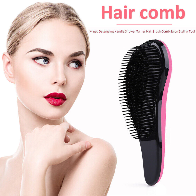 Hair Comb Detangle Hairbrush Massage Brush Curly Styling Tool (Pink)