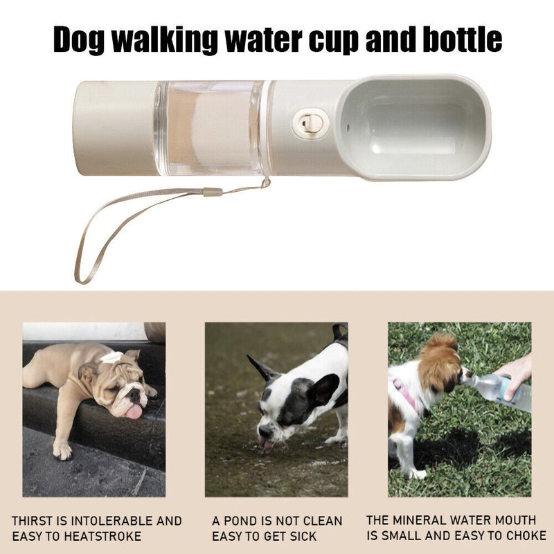 Portable Pet Dog Water Bottle Travel Outdoor Walking Drinking Cups (Grey) Newly