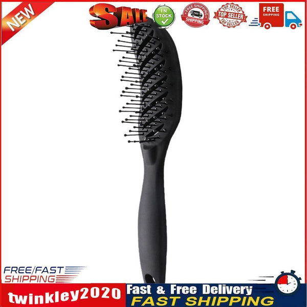 Curved Anti-Static Hair Massage Comb Salon Wet Dry Styling Brush (Black) Newly