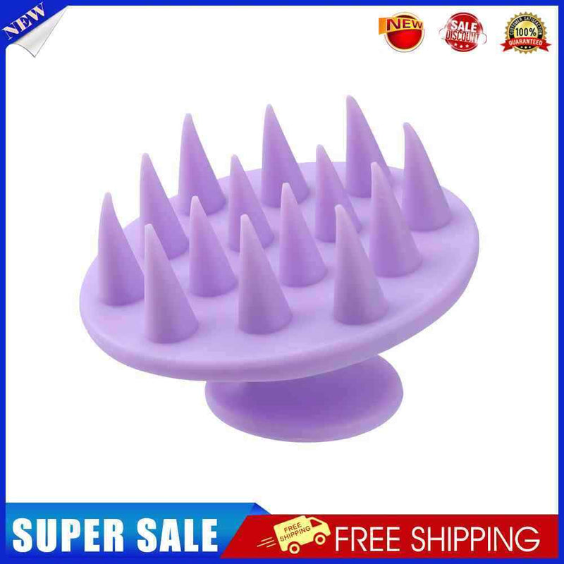 Point Tip Silicone Scalp Shampoo Massage Brush Head Acupoint Comb (Purple)
