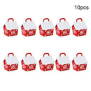 10Pcs/Set Red Christmas Candy Box House Shape Papers Cookie Packing Containers#