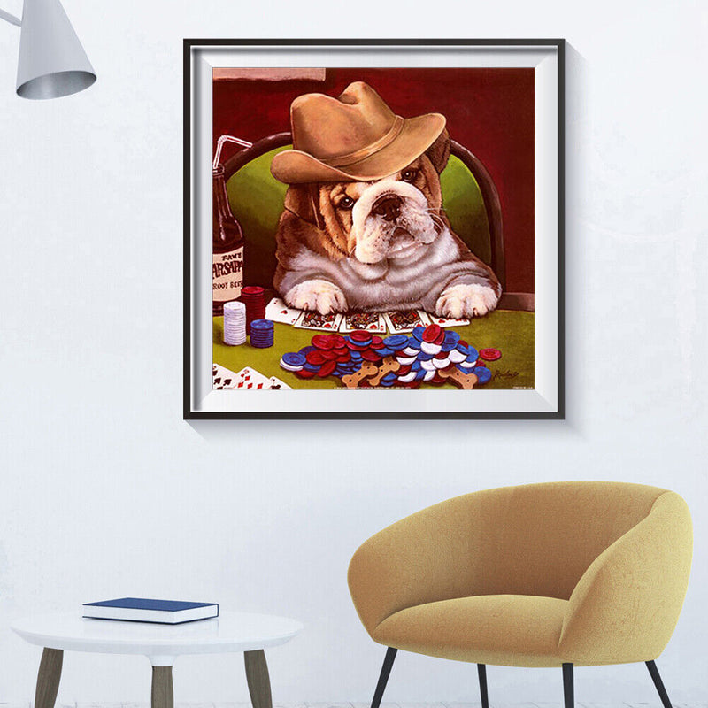 5D DIY Full Drill Diamond Painting Gambler Dog Cross Stitch Needlework Decor