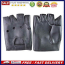 Adults Fashion Anti-Skid Half-Finger Hollow Leather Gloves Hip-Hop Rivet Glov