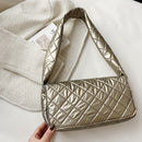 Women Nylon Shoulder Bag Design Space Padded Messenger Bag Solid Color Handbag