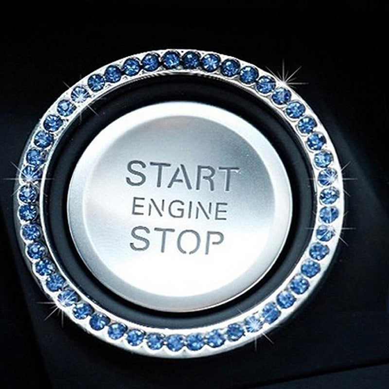 40mm/1.57in OD Car Auto Start Switch Button Decorative Diamond Ring(Blue)