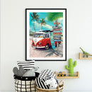 40x50cm Cross Stitch Full Embroidery Kit Beach Bus Scenery Home Decor Stamped