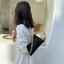 Women Pure Color Thick Chain PU Underarm Bag Fashion Ladies Small Hobos Handbags