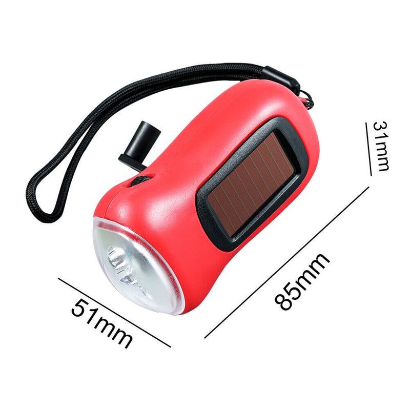 Hand Crank Solar Dynamo Torch Lamp Outdoor Emergency LED Flashlight (red) Newly