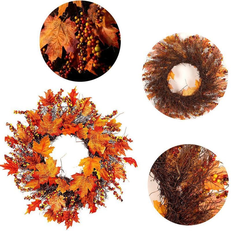 Durable Home Decor Door Hanging Wreath Pumpkin Wreath Flower Garland Maple Leaf