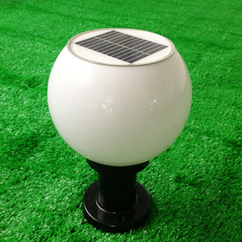 LED Solar Power Acrylic Round Ball Light Outdoor Garden Wall Pillar Lamp Newly