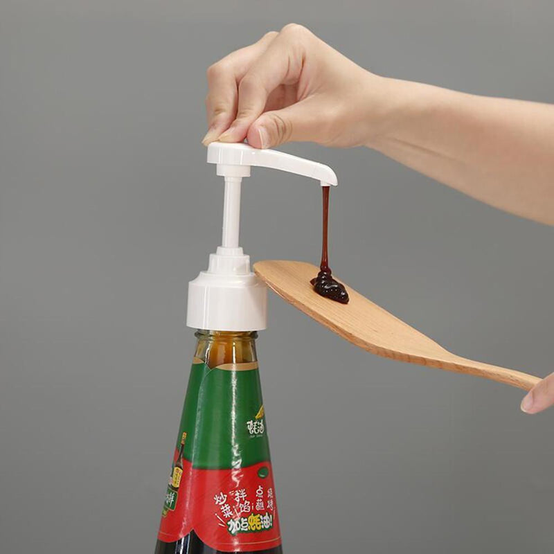 Seasoning Sauce Bottle Spice Container Press Nozzle Kitchen Gadget (White) Newly