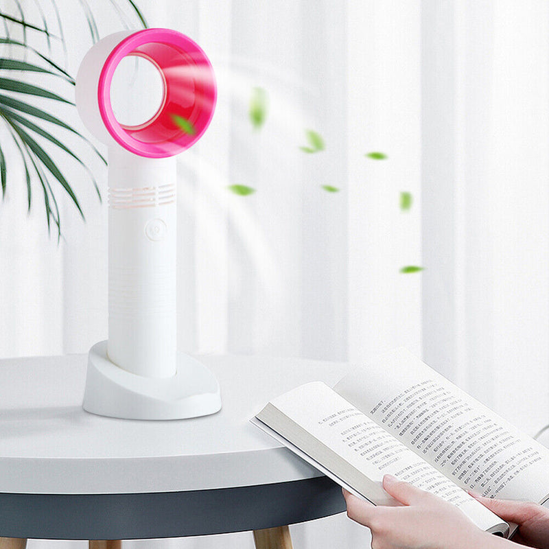 Portable Bladeless Fan Handheld Desktop Summer Travel Mini Cooler (White)