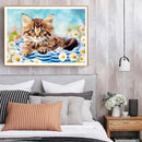 DIY Abstract Acrylic Picture Gift Cat in Basketball Digital Oil Hand Painting Kit