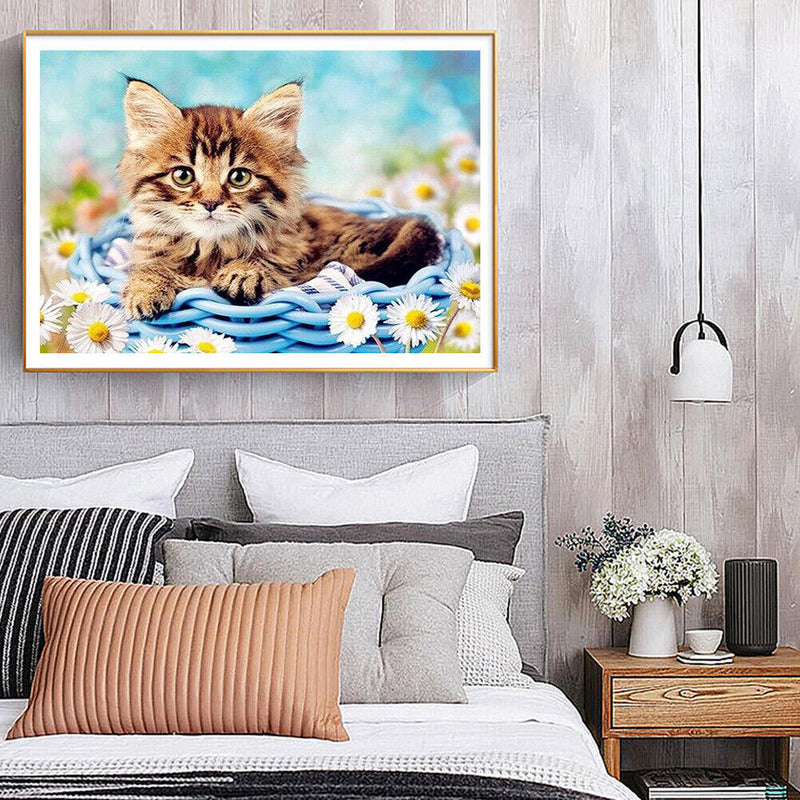 DIY Abstract Acrylic Picture Gift Cat in Basketball Digital Oil Hand Painting Kit
