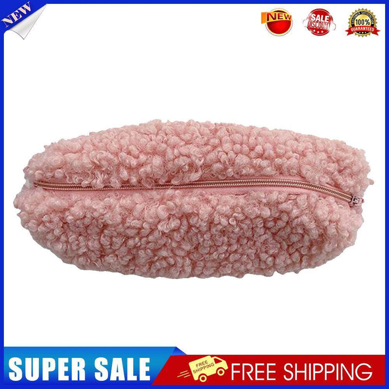 Stationery Storage Plush Pen Case Student School Cosmetic Organizer (Pink)