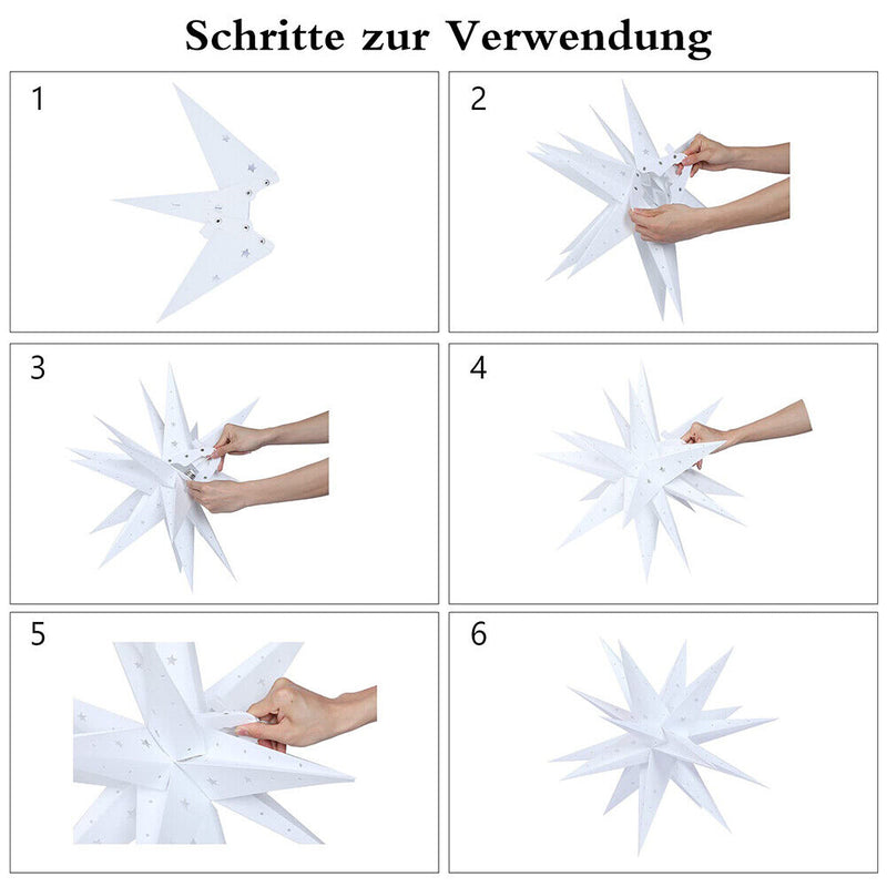 Christmas Tree Top Star Ornaments Festival Party Indoor Lights (White EU) Newly