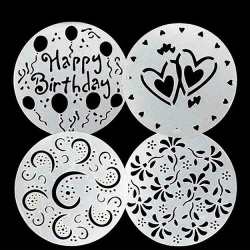 4 pcs/set DIY plastic stencil set cake decoration tools K0D5 V8Q3 F4S5