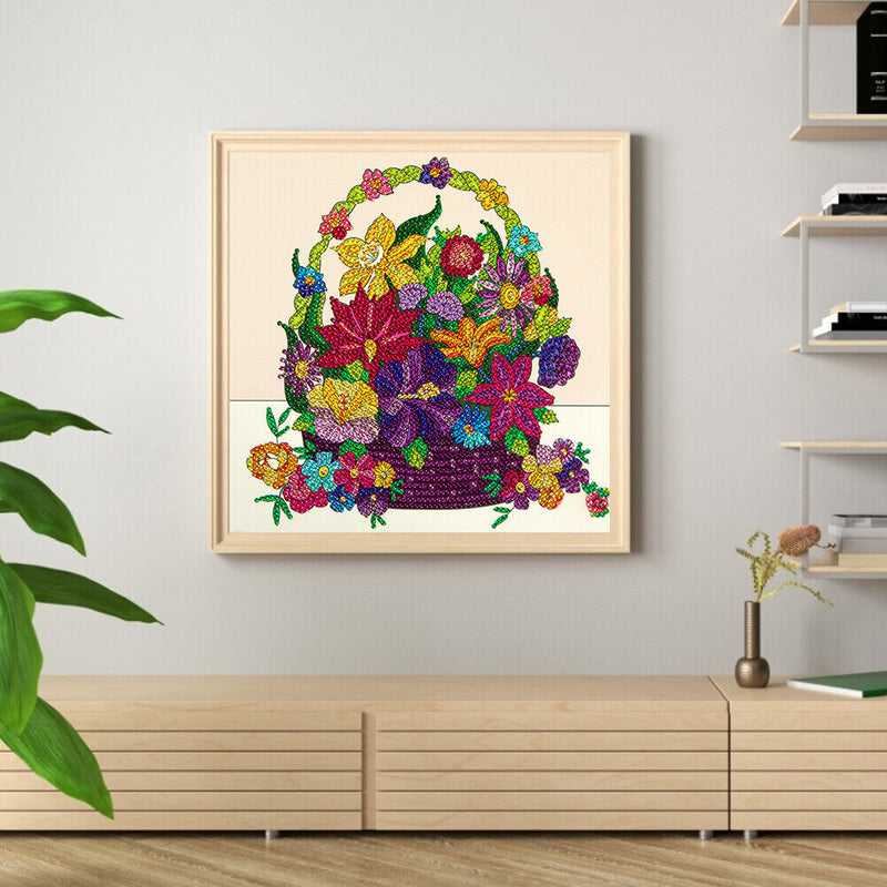 Part Specical Shaped Drill Diamond Painting Flower Basket Mosaic Kit (B044)