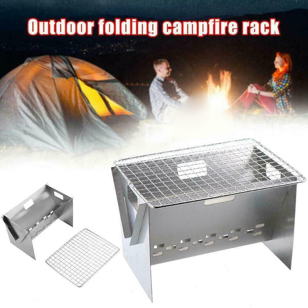 Portable Camping Charcoal Kabob Stove Outdoor Folding Grill BBQ Folding O8K4