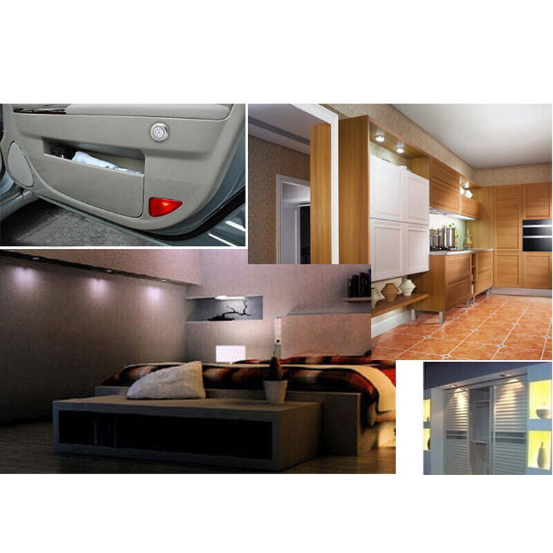 3 LED Battery Powered Wireless Night Light Rod Tap Touch Lamp Light Round