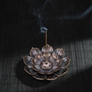 Bronze Lotus Burner Plate Yoga Buddha Nasturtium Line Sandalwood Censer (L)