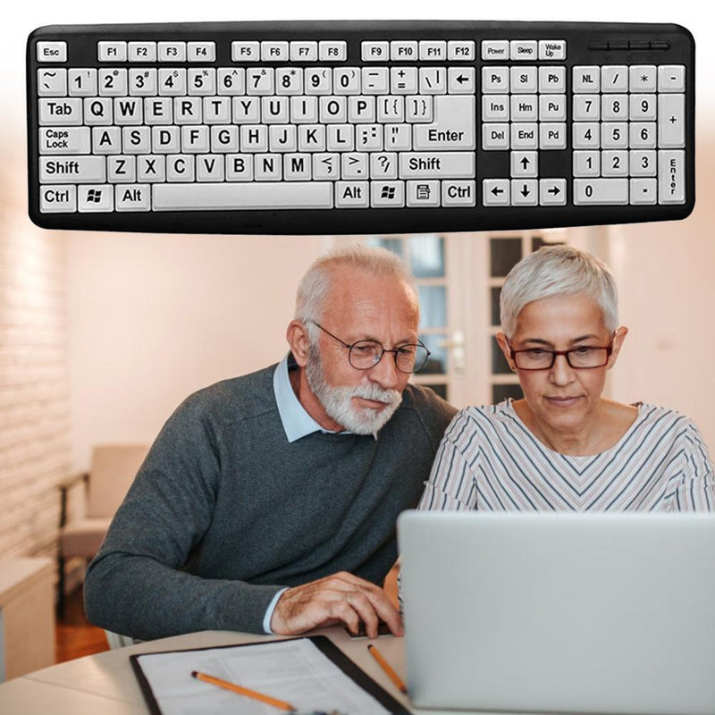 104 Keys USB Wired Large Printed Computer PC Keyboard for Elderly Old People