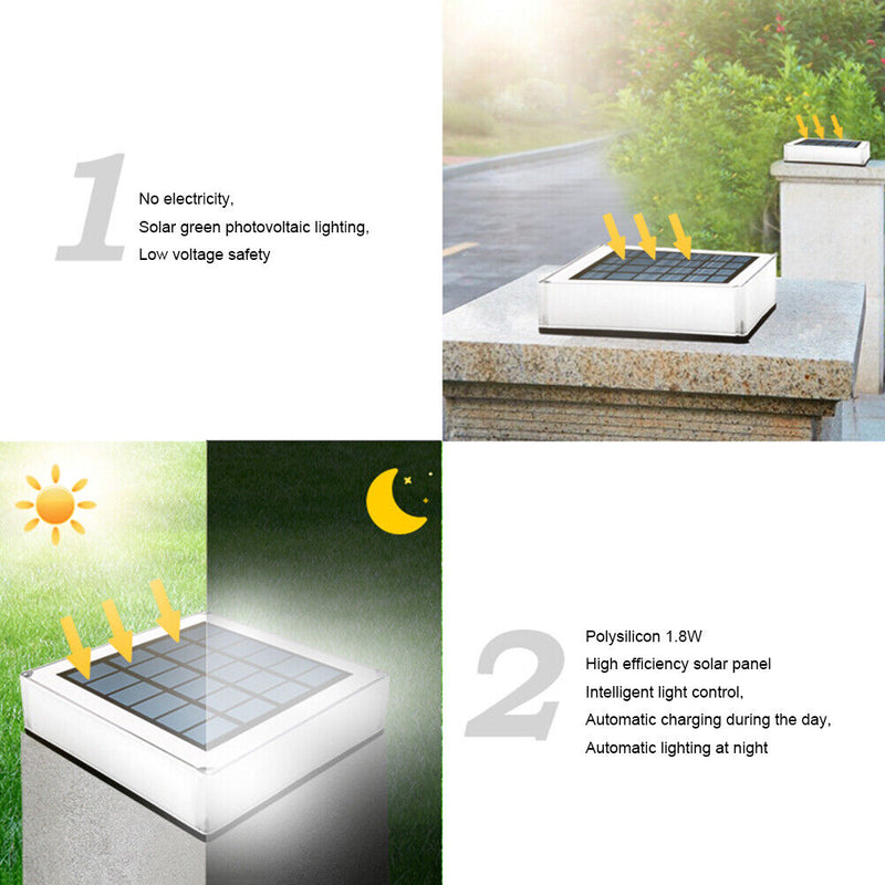 LED Solar Pillar Light Outdoor Waterproof Column Night Light Garden Decoration