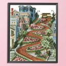 Street Scenery Cross Stitch Set 14CT Stamped Embroidery Kits DIY Home Decoration