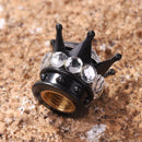 4pcs Auto Car Bling Rhinestone Black Crown Wheel Tire Valve Caps (White) Newly