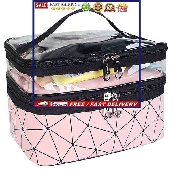Double Layer Travel Makeup Bag Waterproof Portable Cosmetic Bag Case Organize