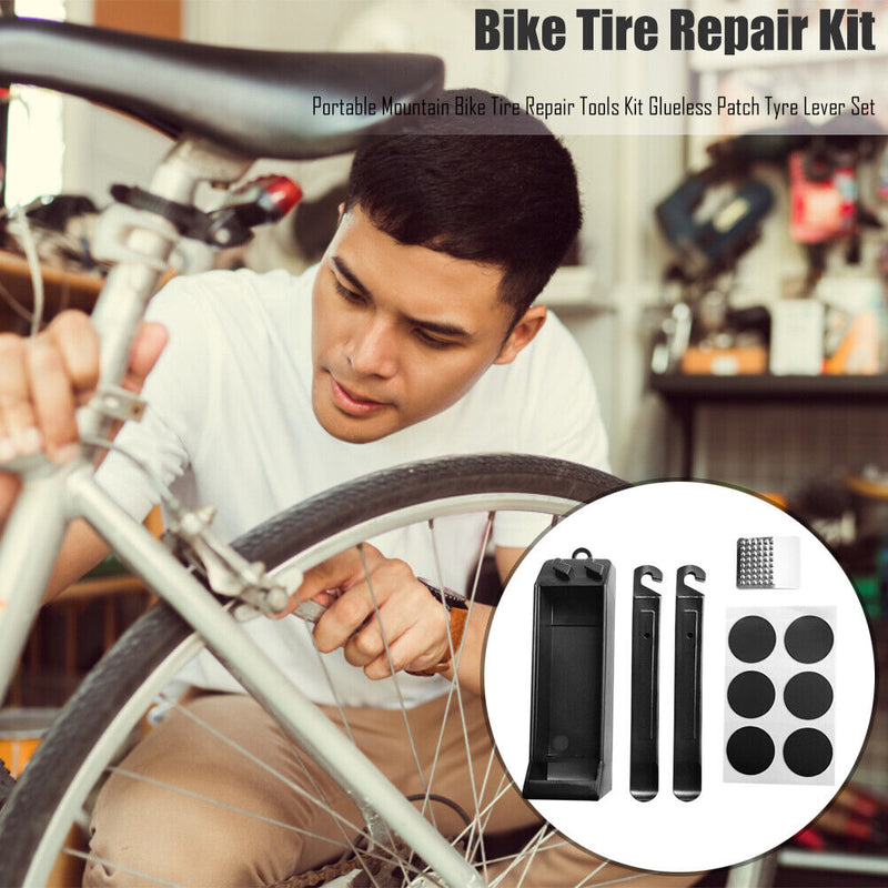 Portable Mountain Bike Tire Repair Tools Kit Glueless Patch MTB Repair Tool