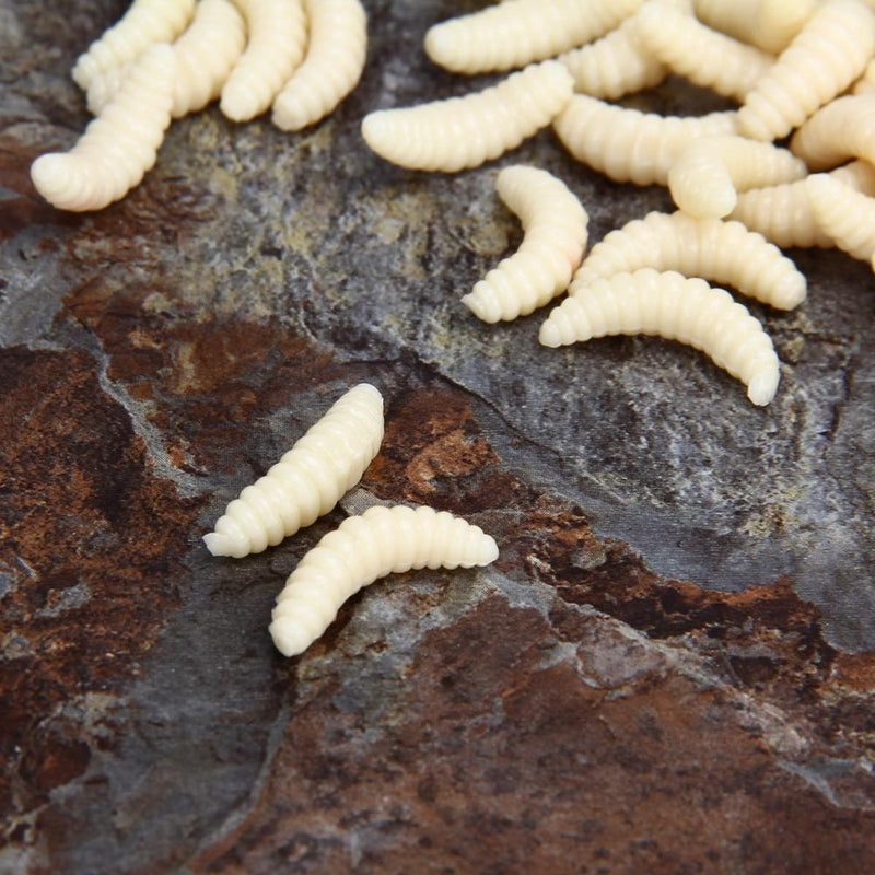 200Pcs Soft Plastic Fishing Lures Baits Maggots Worms Tackle light yellow